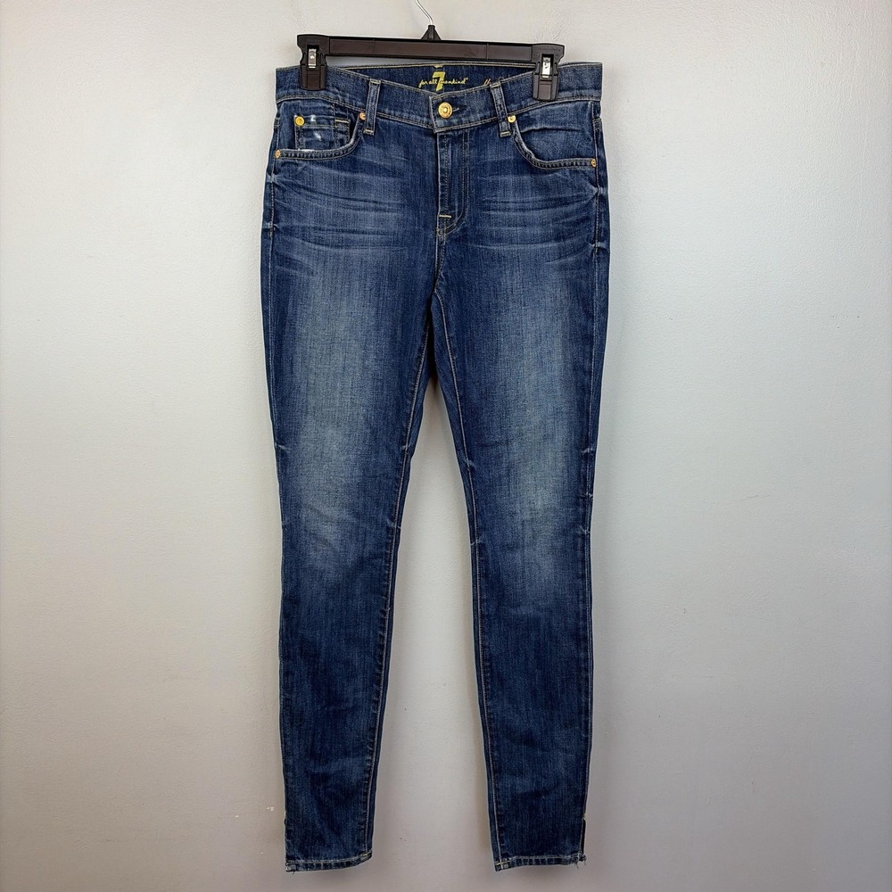 7 For All Mankind The Skinny‎ Jeans Womens 27 Medium Wash Blue Slim Denim USA